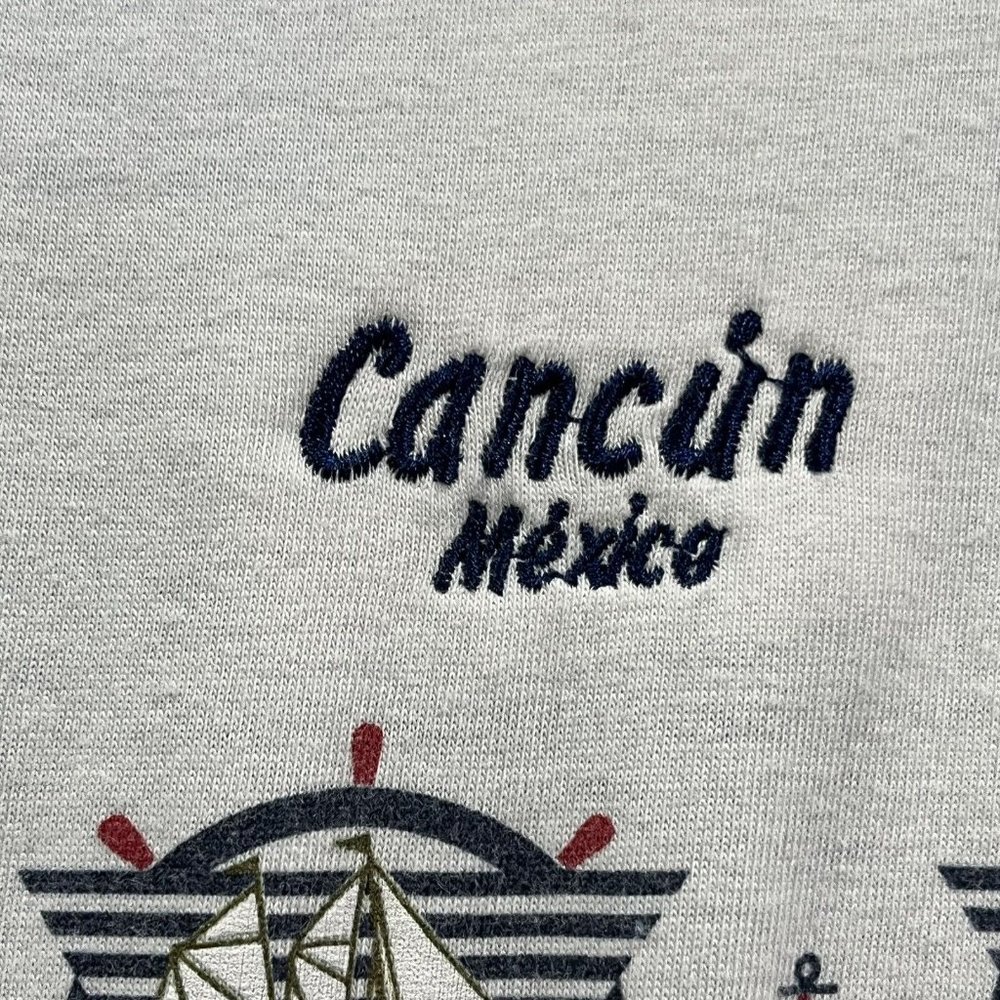 Vintage Cancun Mexico Nautical Red White Blue Sailboat Dress Women Size Medium - Picture 4 of 11